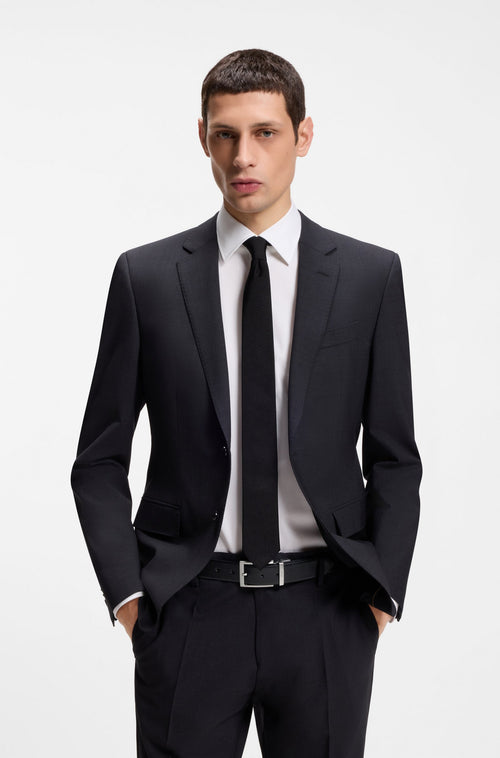 Boss Reversible belt in structured Italian leather