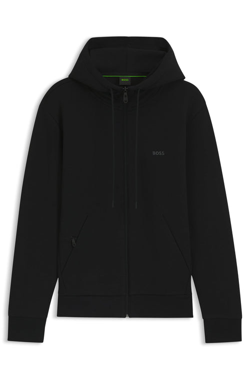 Boss Saggy Stretch-cotton zip-up hoodie with logo print