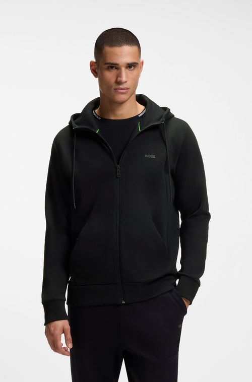 Boss Saggy Stretch-cotton zip-up hoodie with logo print