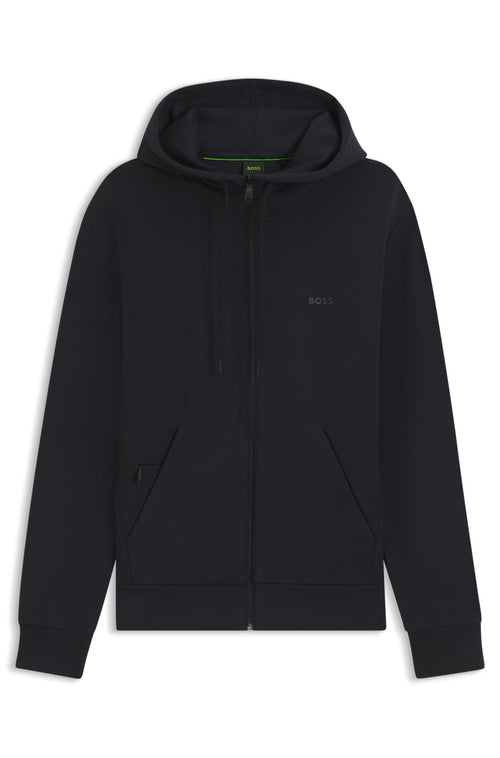 A regular-fit zip-up hoodie created in stretch material with an HD logo print at the left chest by BOSS Menswear.