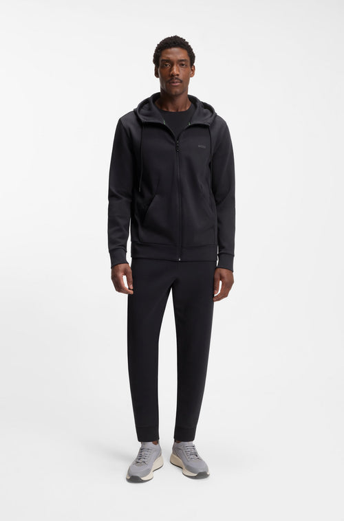 Boss Saggy Stretch-cotton zip-up hoodie with logo print