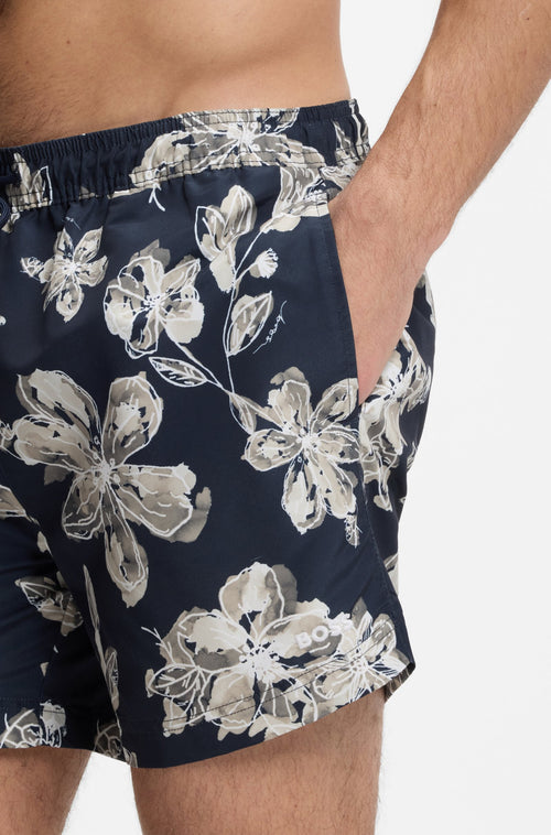 Boss Quick-dry swim shorts with all-over print
