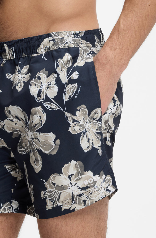 Boss Quick-dry swim shorts with all-over print