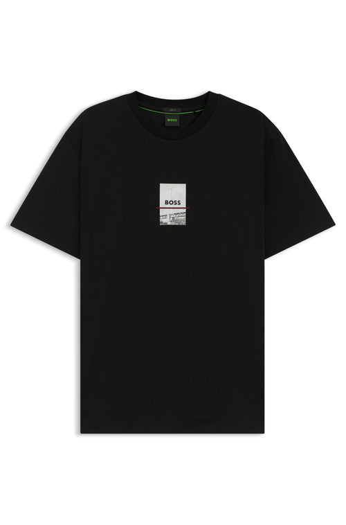 Featuring intricate photo artwork with raised and embroidered lines, this relaxed-fit BOSS Menswear T-shirt creates fresh style. Comfortable stretch cotton. Crew neckline.
