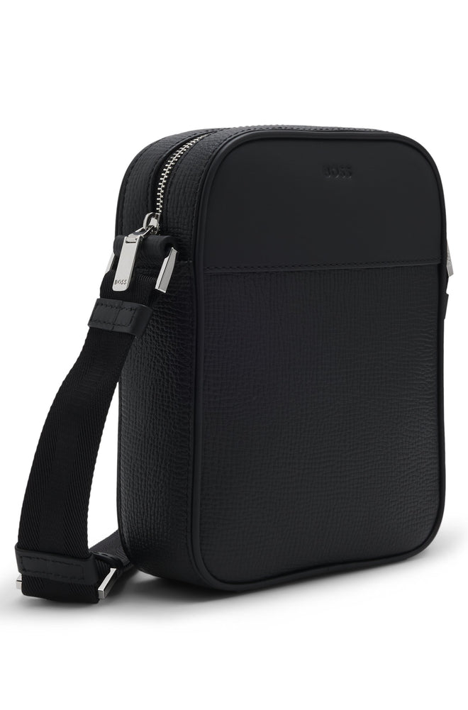 Boss Reporter bag in textured and plain leather