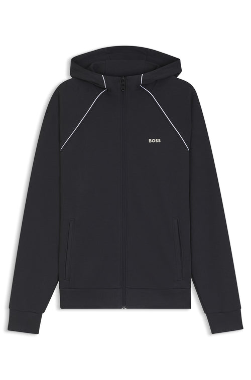 Boss Piping-detail zip-up hoodie in a cotton blend