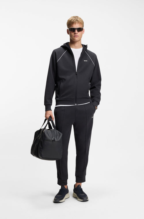 Boss Piping-detail zip-up hoodie in a cotton blend