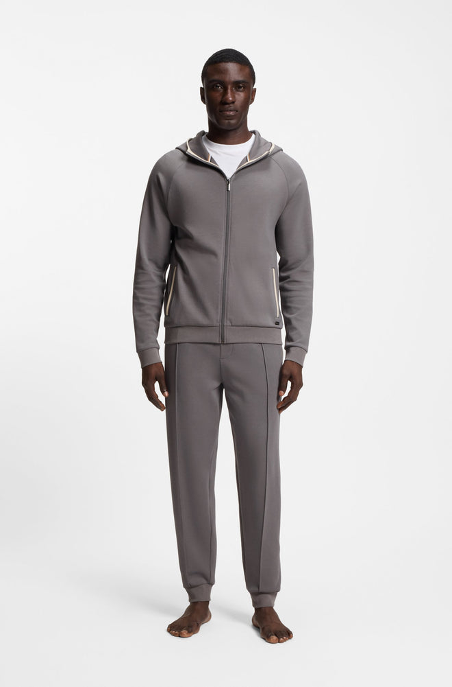 Boss Contrast-binding tracksuit bottoms in a cotton blend