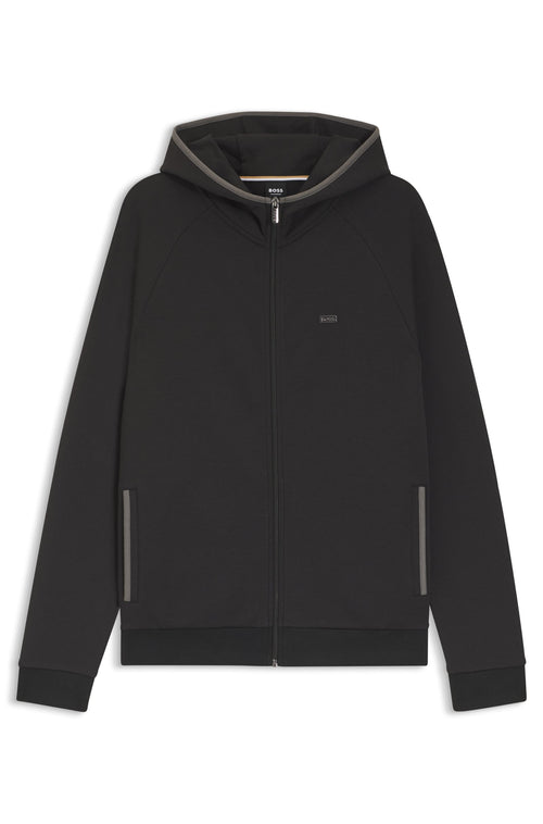 Layer up in style and comfort, and contrast piping of this BOSS Menswear hoodie. Regular fit Metal logo plate.
