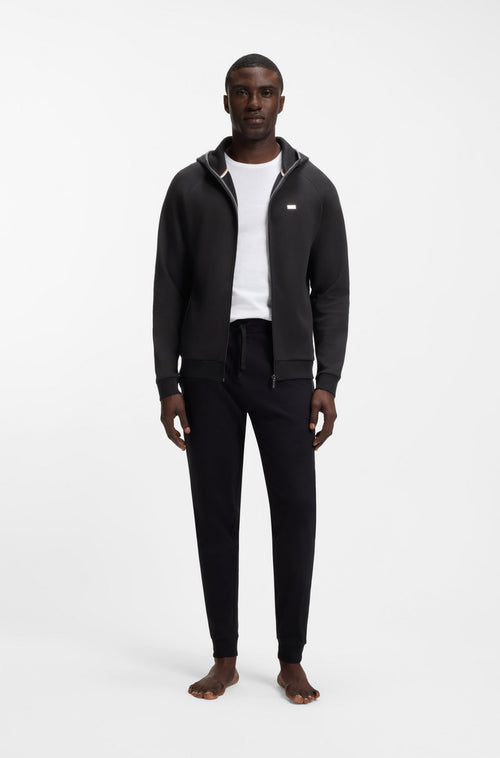 Boss Contrast-binding zip-up hoodie in a cotton blend