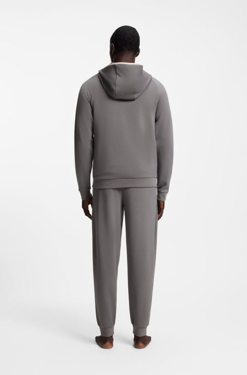 Boss Contrast-binding zip-up hoodie in a cotton blend