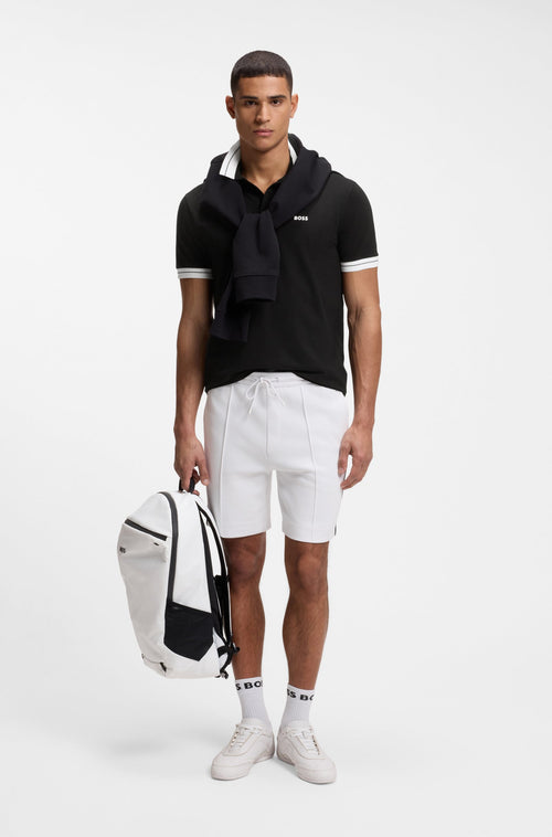 Boss Stripe-trim polo shirt in stretch cotton