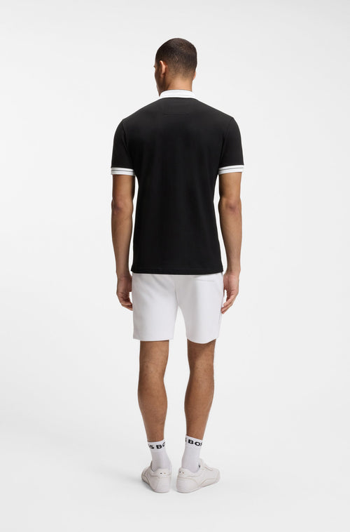 Boss Stripe-trim polo shirt in stretch cotton