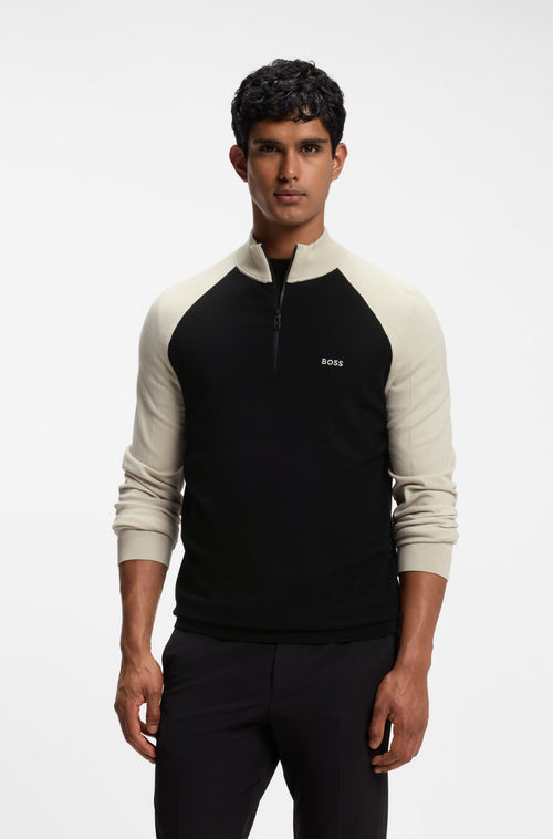 Boss Color-blocked sweater with zipper neck