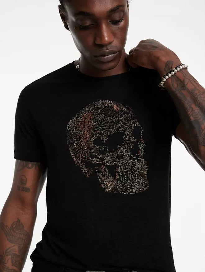 JOHN VARVATOS EMBRIODERED SKULL TEE