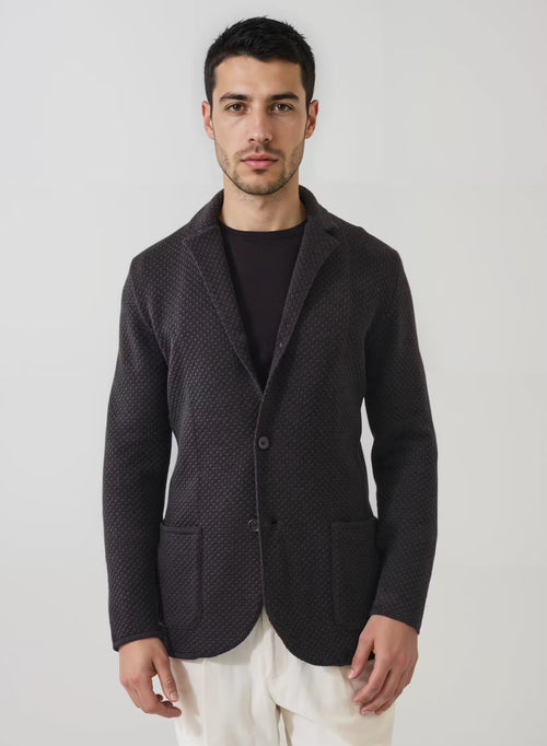 Patrick Assaraf Bubble Stitch 2 Button Knit Blazer